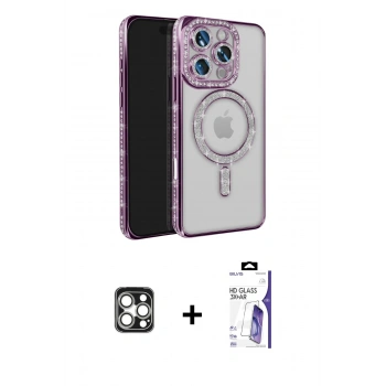 MARSİLYAN™- iPhone 16 Pro Max Kılıf Zirve Doku Prime - Siyah Bilvis 3X AR HD Cam Ekran Koruyucu + PVD Metal Kamera Lens - GS
