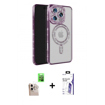MARSİLYAN™- iPhone 16 Pro Max Kılıf Zirve Doku Prime - Siyah Bilvis 3X AR HD Cam Ekran Koruyucu + Raze Metal Kamera Lens - NLGY