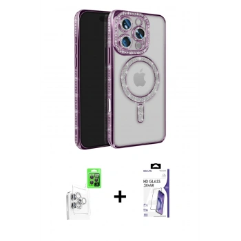 MARSİLYAN™- iPhone 16 Pro Max Kılıf Zirve Doku Prime - Siyah Bilvis 3X AR HD Cam Ekran Koruyucu + Raze Metal Kamera Lens - BZ