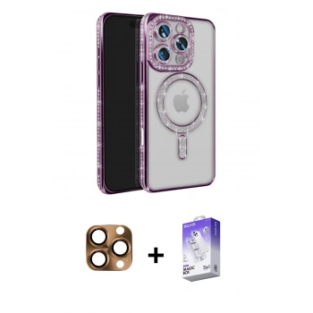 MARSİLYAN™- iPhone 16 Pro Max Kılıf Zirve Doku Prime - Siyah Bilvis 5in1 3D Magic Cam Ekran Koruyucu + Pers Alüminyum Kamera Lens - CLTM