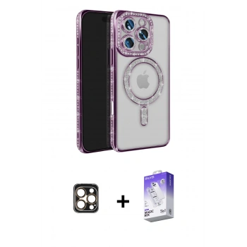 MARSİLYAN™- iPhone 16 Pro Max Kılıf Zirve Doku Prime - Siyah Bilvis 5in1 3D Magic Cam Ekran Koruyucu + PVD Metal Kamera Lens - GD