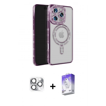 MARSİLYAN™- iPhone 16 Pro Max Kılıf Zirve Doku Prime - Siyah Bilvis 5in1 3D Magic Cam Ekran Koruyucu + Pers Alüminyum Kamera Lens - GS