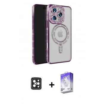 MARSİLYAN™- iPhone 16 Pro Max Kılıf Zirve Doku Prime - Siyah Bilvis 5in1 3D Magic Cam Ekran Koruyucu + PVD Metal Kamera Lens - SH