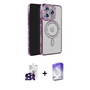 MARSİLYAN™- iPhone 16 Pro Max Kılıf Zirve Doku Prime - Siyah Bilvis 5in1 3D Magic Cam Ekran Koruyucu + Bilvis Titan Kamera Lens - SH