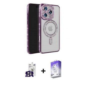 MARSİLYAN™- iPhone 16 Pro Max Kılıf Zirve Doku Prime - Siyah Bilvis 5in1 3D Magic Cam Ekran Koruyucu + Bilvis Titan Kamera Lens - TMGI