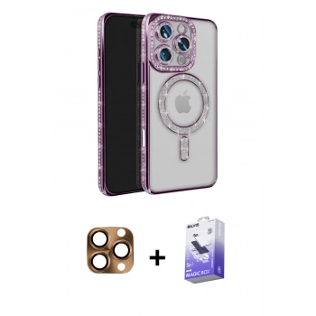 MARSİLYAN™- iPhone 16 Pro Max Kılıf Zirve Doku Prime - Siyah Bilvis 5in1 5D Magic Hayalet Cam Ekran Koruyucu + Pers Alüminyum Kamera Lens - CLTM