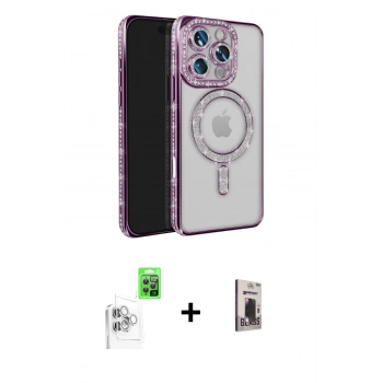 MARSİLYAN™- iPhone 16 Pro Max Kılıf Zirve Doku Prime - Siyah Bilvis Hayalet Cam Ekran Koruyucu + Raze Metal Kamera Lens - BZ