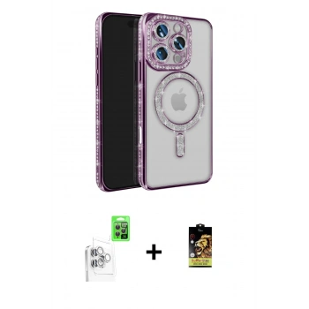 MARSİLYAN™- iPhone 16 Pro Max Kılıf Zirve Doku Prime - Siyah Buffer Cam Ekran Koruyucu + Raze Metal Kamera Lens - BZ