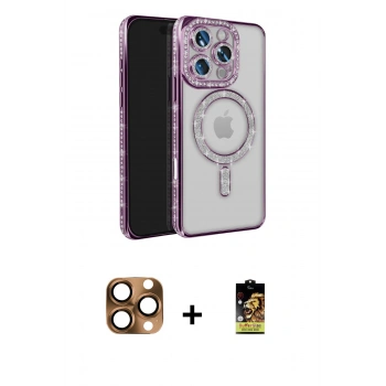 MARSİLYAN™- iPhone 16 Pro Max Kılıf Zirve Doku Prime - Siyah Buffer Cam Ekran Koruyucu + Pers Alüminyum Kamera Lens - CLTM