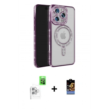 MARSİLYAN™- iPhone 16 Pro Max Kılıf Zirve Doku Prime - Siyah Buffer Hayalet Cam Ekran Koruyucu + Raze Metal Kamera Lens - BZ