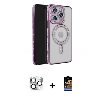 MARSİLYAN™- iPhone 16 Pro Max Kılıf Zirve Doku Prime - Siyah Buffer Hayalet Cam Ekran Koruyucu + Pers Alüminyum Kamera Lens - GS