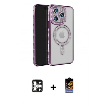 MARSİLYAN™- iPhone 16 Pro Max Kılıf Zirve Doku Prime - Siyah Buffer Hayalet Cam Ekran Koruyucu + PVD Metal Kamera Lens - GS