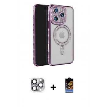 MARSİLYAN™- iPhone 16 Pro Max Kılıf Zirve Doku Prime - Siyah Buffer Hayalet Cam Ekran Koruyucu + Pers Alüminyum Kamera Lens - GI