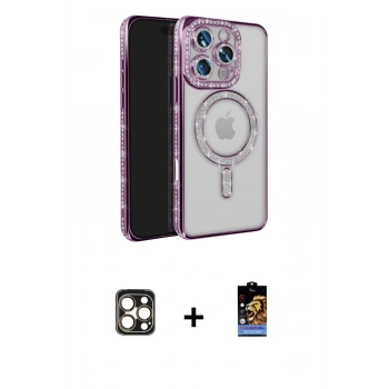 MARSİLYAN™- iPhone 16 Pro Max Kılıf Zirve Doku Prime - Siyah Buffer Hayalet Cam Ekran Koruyucu + PVD Metal Kamera Lens - GD