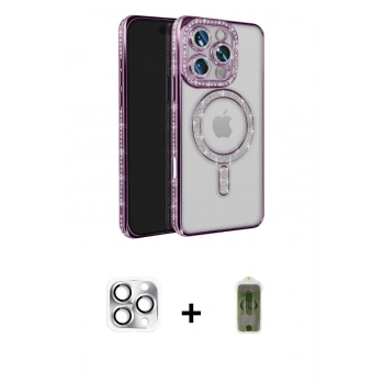 MARSİLYAN™- iPhone 16 Pro Max Kılıf Zirve Doku Prime - Siyah Joko Magic 5D Hayalet Cam + Pers Alüminyum Kamera Lens - GS