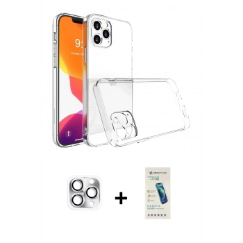 MARSİLYAN™- iPhone 16 Pro Max Kılıf Zirve Doku - Şeffaf Pasifik Cam Ekran Koruyucu + Pers Alüminyum Kamera Lens - GS