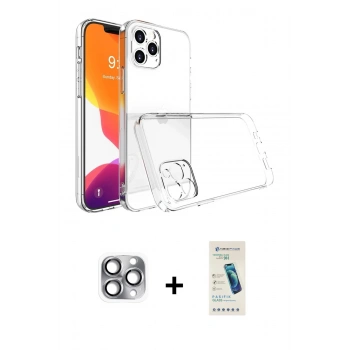MARSİLYAN™- iPhone 16 Pro Max Kılıf Zirve Doku - Şeffaf Pasifik Cam Ekran Koruyucu + Pers Alüminyum Kamera Lens - GI