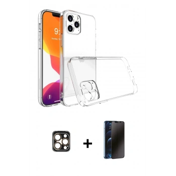 MARSİLYAN™- iPhone 16 Pro Max Kılıf Zirve Doku - Siyah 3D Antistatik Hayalet Cam Ekran Koruyucu + PVD Metal Kamera Lens - GD