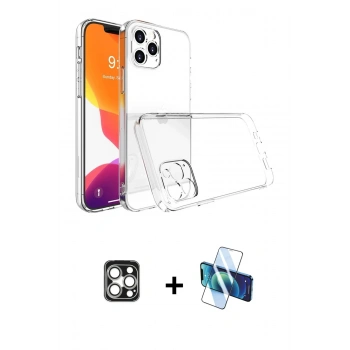 MARSİLYAN™- iPhone 16 Pro Max Kılıf Zirve Doku - Siyah 3D Antistatik Seramik Nano Ekran Koruyucu + PVD Metal Kamera Lens - GS