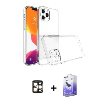 MARSİLYAN™- iPhone 16 Pro Max Kılıf Zirve Doku - Siyah Bilvis 5in1 5D Magic Hayalet Cam Ekran Koruyucu + PVD Metal Kamera Lens - GD