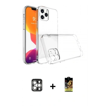 MARSİLYAN™- iPhone 16 Pro Max Kılıf Zirve Doku - Siyah Buffer Cam Ekran Koruyucu + PVD Metal Kamera Lens - GS