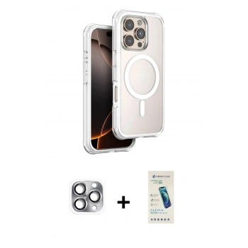 MARSİLYAN™- iPhone 16 Pro Max Kılıf Zirve Klasik Prime - Şeffaf Pasifik Cam Ekran Koruyucu + Pers Alüminyum Kamera Lens - GI
