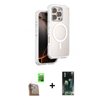 MARSİLYAN™- iPhone 16 Pro Max Kılıf Zirve Klasik Prime - Siyah 360 Mat Full Body Arka Koruyucu + Raze Metal Kamera Lens - CLTM