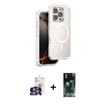 MARSİLYAN™- iPhone 16 Pro Max Kılıf Zirve Klasik Prime - Siyah 360 Mat Full Body Arka Koruyucu + Bilvis Titan Kamera Lens - GS