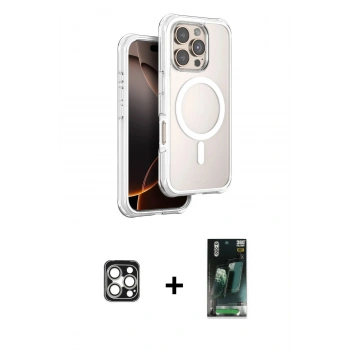 MARSİLYAN™- iPhone 16 Pro Max Kılıf Zirve Klasik Prime - Siyah 360 Mat Full Body Arka Koruyucu + PVD Metal Kamera Lens - GS