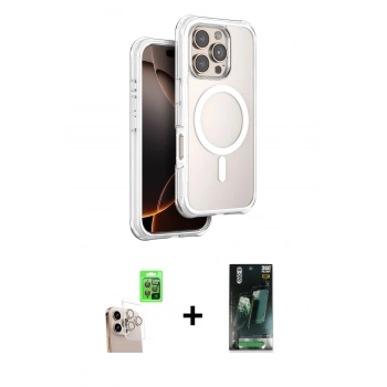 MARSİLYAN™- iPhone 16 Pro Max Kılıf Zirve Klasik Prime - Siyah 360 Mat Full Body Arka Koruyucu + Raze Metal Kamera Lens - NLGY