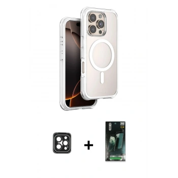 MARSİLYAN™- iPhone 16 Pro Max Kılıf Zirve Klasik Prime - Siyah 360 Mat Full Body Arka Koruyucu + PVD Metal Kamera Lens - SH