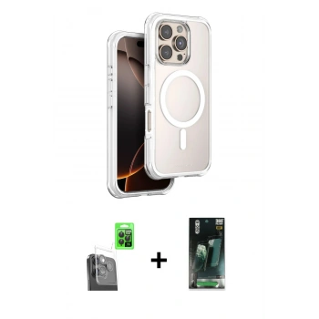 MARSİLYAN™- iPhone 16 Pro Max Kılıf Zirve Klasik Prime - Siyah 360 Mat Full Body Arka Koruyucu + Raze Metal Kamera Lens - SH