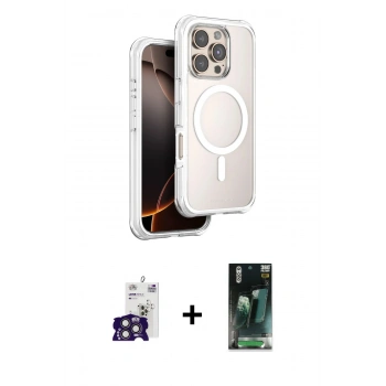 MARSİLYAN™- iPhone 16 Pro Max Kılıf Zirve Klasik Prime - Siyah 360 Mat Full Body Arka Koruyucu + Bilvis Titan Kamera Lens - TMGI