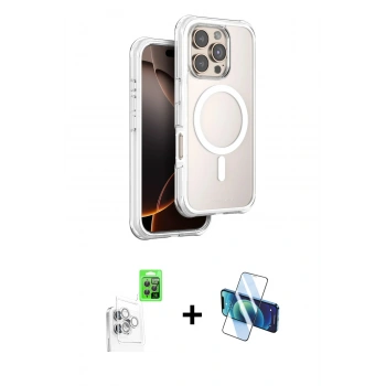 MARSİLYAN™- iPhone 16 Pro Max Kılıf Zirve Klasik Prime - Siyah 3D Antistatik Cam Ekran Koruyucu + Raze Metal Kamera Lens - BZ