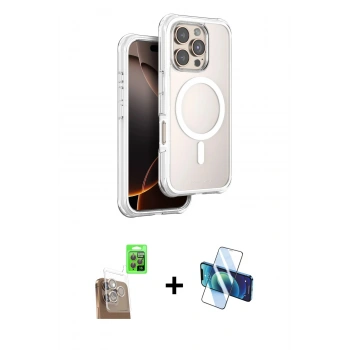 MARSİLYAN™- iPhone 16 Pro Max Kılıf Zirve Klasik Prime - Siyah 3D Antistatik Cam Ekran Koruyucu + Raze Metal Kamera Lens - CLTM