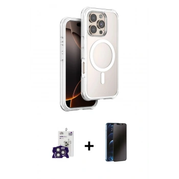 MARSİLYAN™- iPhone 16 Pro Max Kılıf Zirve Klasik Prime - Siyah 3D Antistatik Hayalet Cam Ekran Koruyucu + Bilvis Titan Kamera Lens - TMGI