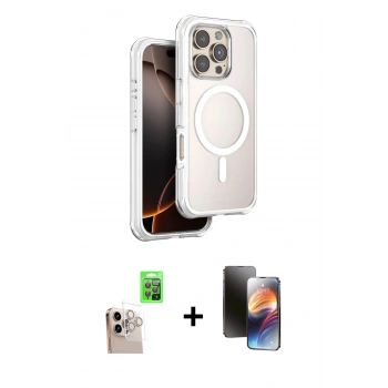 MARSİLYAN™- iPhone 16 Pro Max Kılıf Zirve Klasik Prime - Siyah 3D Antistatik Mat Seramik Nano Ekran Koruyucu + Raze Metal Kamera Lens - NLGY