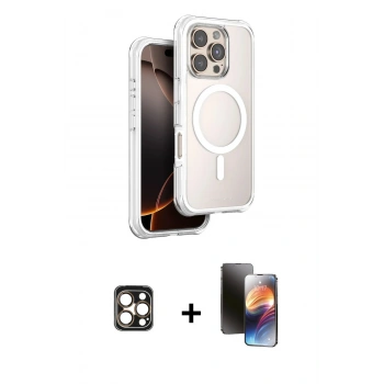 MARSİLYAN™- iPhone 16 Pro Max Kılıf Zirve Klasik Prime - Siyah 3D Antistatik Mat Seramik Nano Ekran Koruyucu + PVD Metal Kamera Lens - GD