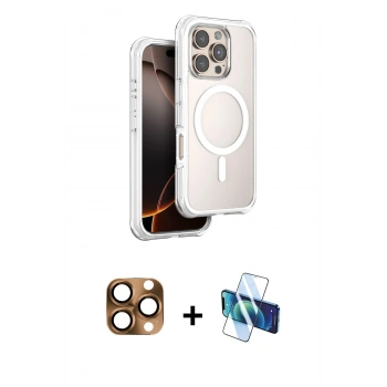 MARSİLYAN™- iPhone 16 Pro Max Kılıf Zirve Klasik Prime - Siyah 3D Antistatik Seramik Nano Ekran Koruyucu + Pers Alüminyum Kamera Lens - CLTM