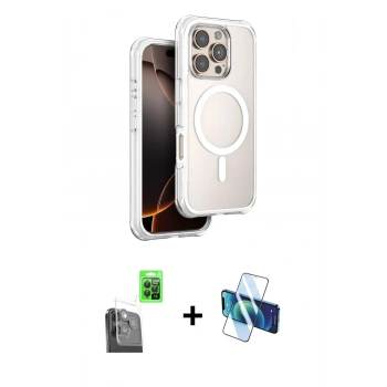 MARSİLYAN™- iPhone 16 Pro Max Kılıf Zirve Klasik Prime - Siyah 3D Antistatik Seramik Nano Ekran Koruyucu + Raze Metal Kamera Lens - SH