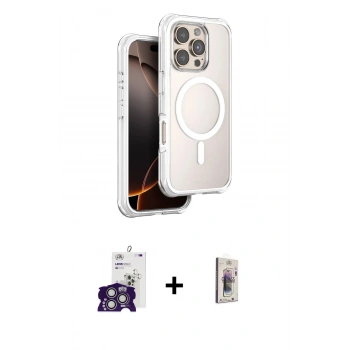 MARSİLYAN™- iPhone 16 Pro Max Kılıf Zirve Klasik Prime - Siyah Bilvis 3D Cam Ekran Koruyucu + Bilvis Titan Kamera Lens - GS