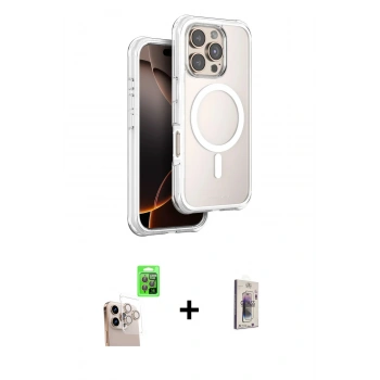 MARSİLYAN™- iPhone 16 Pro Max Kılıf Zirve Klasik Prime - Siyah Bilvis 3D Cam Ekran Koruyucu + Raze Metal Kamera Lens - NLGY