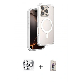 MARSİLYAN™- iPhone 16 Pro Max Kılıf Zirve Klasik Prime - Siyah Bilvis 3D Cam Ekran Koruyucu + Pers Alüminyum Kamera Lens - GS