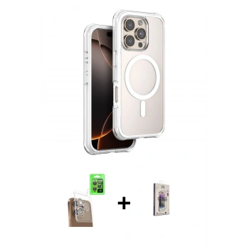 MARSİLYAN™- iPhone 16 Pro Max Kılıf Zirve Klasik Prime - Siyah Bilvis 3D Cam Ekran Koruyucu + Raze Metal Kamera Lens - CLTM
