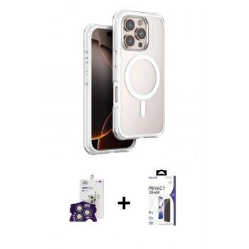 MARSİLYAN™- iPhone 16 Pro Max Kılıf Zirve Klasik Prime - Siyah Bilvis 3X AR Hayalet Cam Ekran Koruyucu + Bilvis Titan Kamera Lens - GS