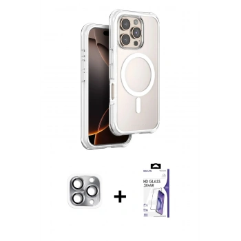 MARSİLYAN™- iPhone 16 Pro Max Kılıf Zirve Klasik Prime - Siyah Bilvis 3X AR HD Cam Ekran Koruyucu + Pers Alüminyum Kamera Lens - GI