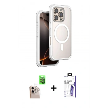 MARSİLYAN™- iPhone 16 Pro Max Kılıf Zirve Klasik Prime - Siyah Bilvis 3X AR HD Cam Ekran Koruyucu + Raze Metal Kamera Lens - NLGY