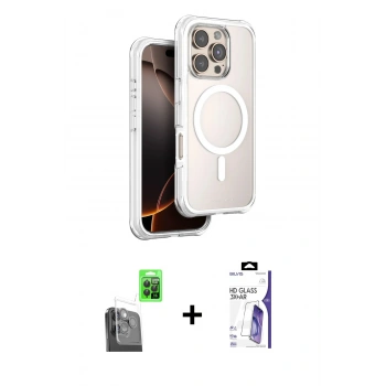 MARSİLYAN™- iPhone 16 Pro Max Kılıf Zirve Klasik Prime - Siyah Bilvis 3X AR HD Cam Ekran Koruyucu + Raze Metal Kamera Lens - SH