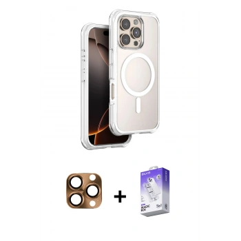 MARSİLYAN™- iPhone 16 Pro Max Kılıf Zirve Klasik Prime - Siyah Bilvis 5in1 3D Magic Cam Ekran Koruyucu + Pers Alüminyum Kamera Lens - CLTM