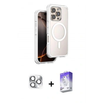 MARSİLYAN™- iPhone 16 Pro Max Kılıf Zirve Klasik Prime - Siyah Bilvis 5in1 3D Magic Cam Ekran Koruyucu + Pers Alüminyum Kamera Lens - GS